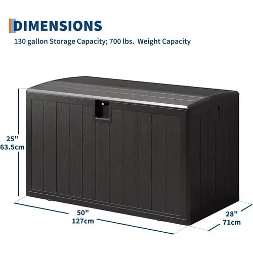 Acekool Coffre de rangement extérieur 492 L, grande malle de pont en résine aspect bois, organisateur de patio étanche pour jardin, pelouse et bord de piscine