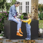 Acekool Coffre de rangement extérieur 454 L, verrouillable, en résine imperméable effet rotin, pour jardin et terrasse