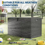 Acekool Coffre de rangement extérieur 454 L, verrouillable, en résine imperméable effet rotin, pour jardin et terrasse