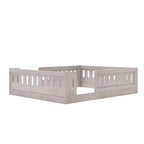 Lit de sol pleine grandeur avec barrière, lit Montessori en bois avec balustrades de sécurité pour garçons et filles