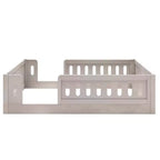 Lit de sol pleine grandeur avec barrière, lit Montessori en bois avec balustrades de sécurité pour garçons et filles