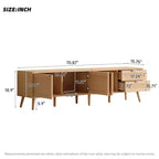Meuble TV moderne pour téléviseurs jusqu'à 80 pouces, meuble de divertissement en bois de 70 pouces avec rangement et 2 tiroirs, console de table TV pour salon et chambre à coucher.