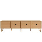Meuble TV moderne pour téléviseurs jusqu'à 80 pouces, meuble de divertissement en bois de 70 pouces avec rangement et 2 tiroirs, console de table TV pour salon et chambre à coucher.