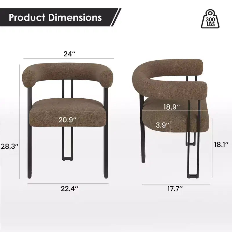 Lot de 2 chaises de salle à manger rondes modernes TUYOHW, chaises de salle à manger rembourrées avec siège coussiné et cadre en métal robuste