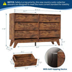 Commode 6 tiroirs COZONY 47 po de large, buffet horizontal autonome pour salon, chambre et entrée