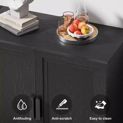 62 armoire de salle de bain combinée en bois noir de hauteur avec étagères réglables et 2 portes, rangement ouvert pour salle de bain, salon, buanderie