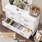 Commode 6 tiroirs pour chambre à coucher, armoire de rangement en bois de 47 po avec poignées en métal, commode moderne pour salon, couloir, placard