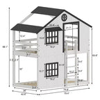 Lit superposé cabane Child Craft pour enfants, lit superposé Montessori bas en bois, échelle d'accès facile à la couchette supérieure