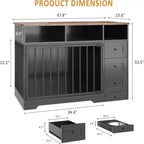 48Farmhouse Meuble Caisse pour Chien avec Gamelle Rétractable et Tiroirs de Rangement, Meuble Niche Robuste pour Chiens de Petite et Moyenne Taille, Utilisation Intérieure