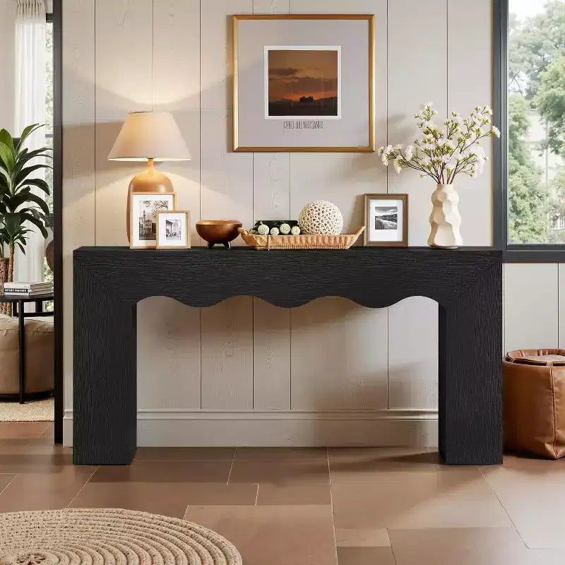 Lantine - Console de ferme de 160 cm, table de canapé en bois avec rangement, meuble d'entrée étroit et long pour couloir et salon
