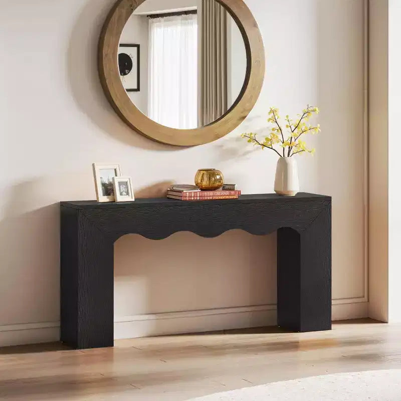 Lantine - Console de ferme de 160 cm, table de canapé en bois avec rangement, meuble d'entrée étroit et long pour couloir et salon