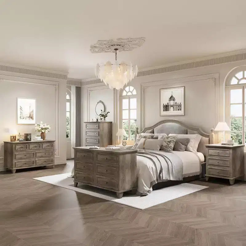 Commode COZONY à 7 tiroirs, Grande commode en bois avec poignées en métal, Meuble de rangement/Meuble TV pour chambre à coucher, salon, entrée