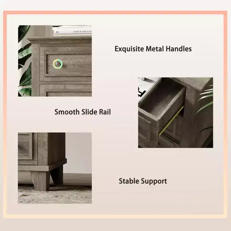 Commode COZONY à 7 tiroirs, Grande commode en bois avec poignées en métal, Meuble de rangement/Meuble TV pour chambre à coucher, salon, entrée