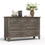 Commode COZONY à 7 tiroirs, Grande commode en bois avec poignées en métal, Meuble de rangement/Meuble TV pour chambre à coucher, salon, entrée