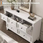 Commode COZONY à 7 tiroirs, Grande commode en bois avec poignées en métal, Meuble de rangement/Meuble TV pour chambre à coucher, salon, entrée