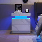Table de chevet moderne avec 2 tiroirs et lumière LED, table d'appoint de chambre à coucher et de salon