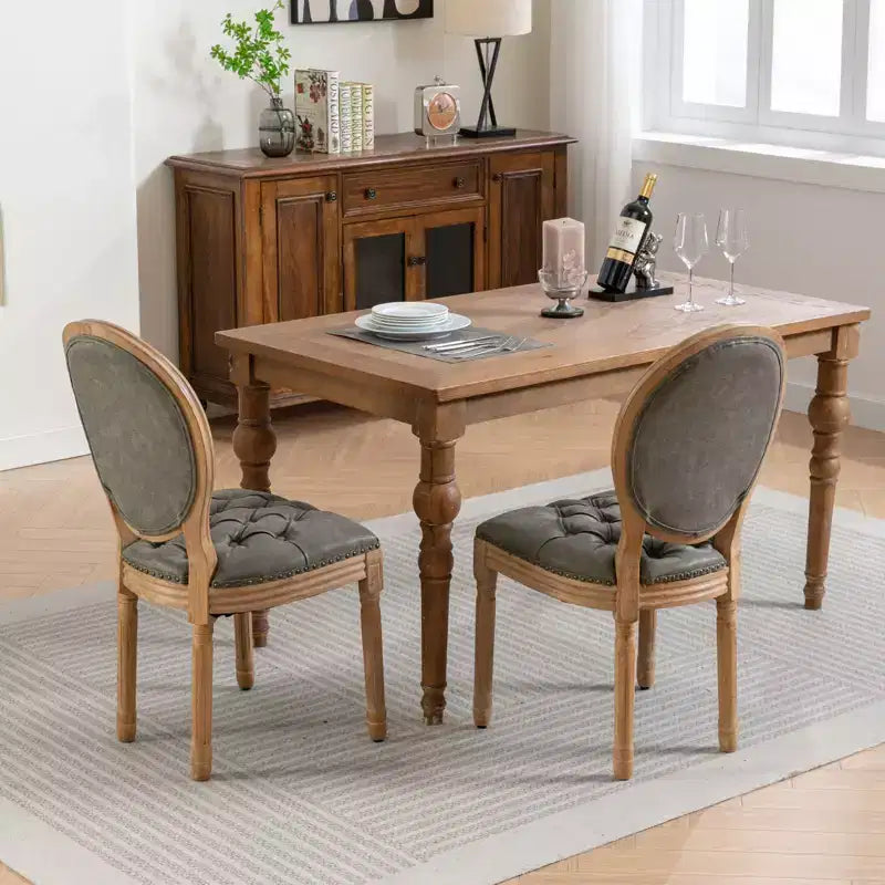 Lot de 2 chaises de salle à manger modernes, chaises de salle à manger de cuisine du milieu du siècle avec dossier, cadre et pieds en bois, décoration à rivets