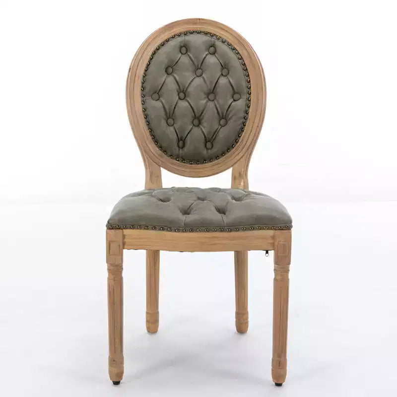 Lot de 2 chaises de salle à manger modernes, chaises de salle à manger de cuisine du milieu du siècle avec dossier, cadre et pieds en bois, décoration à rivets