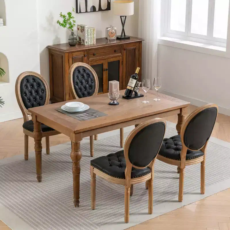 Lot de 2 chaises de salle à manger modernes, chaises de salle à manger de cuisine du milieu du siècle avec dossier, cadre et pieds en bois, décoration à rivets
