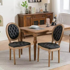 Lot de 2 chaises de salle à manger modernes, chaises de salle à manger de cuisine du milieu du siècle avec dossier, cadre et pieds en bois, décoration à rivets