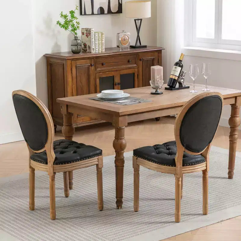 Lot de 2 chaises de salle à manger modernes, chaises de salle à manger de cuisine du milieu du siècle avec dossier, cadre et pieds en bois, décoration à rivets