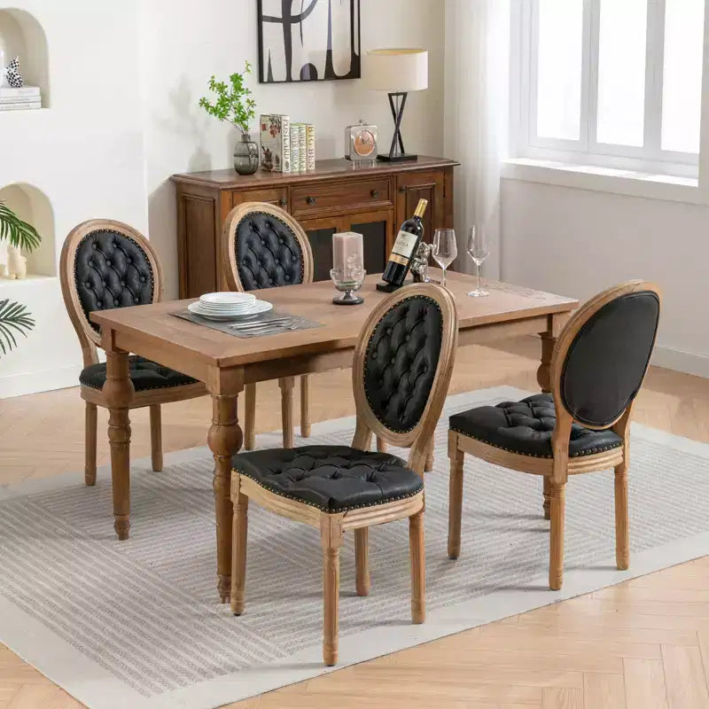 Lot de 2 chaises de salle à manger modernes, chaises de salle à manger de cuisine du milieu du siècle avec dossier, cadre et pieds en bois, décoration à rivets