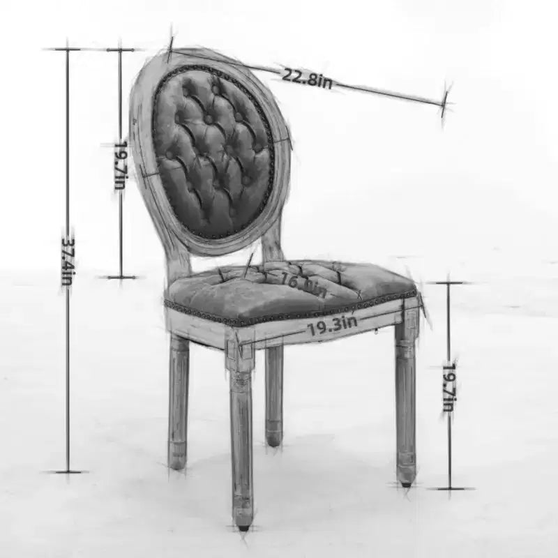 Lot de 2 chaises de salle à manger modernes, chaises de salle à manger de cuisine du milieu du siècle avec dossier, cadre et pieds en bois, décoration à rivets
