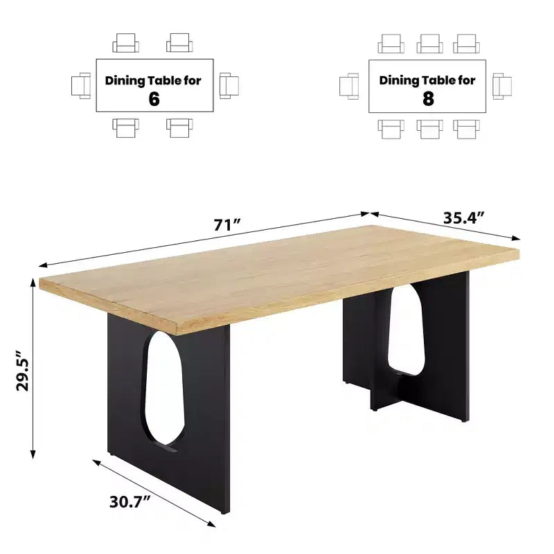 Table à manger, bureau d'ordinateur, bureau moderne, poste de travail en bois, plateau épaissi et base robuste, convient aux cuisines, bureaux et maisons