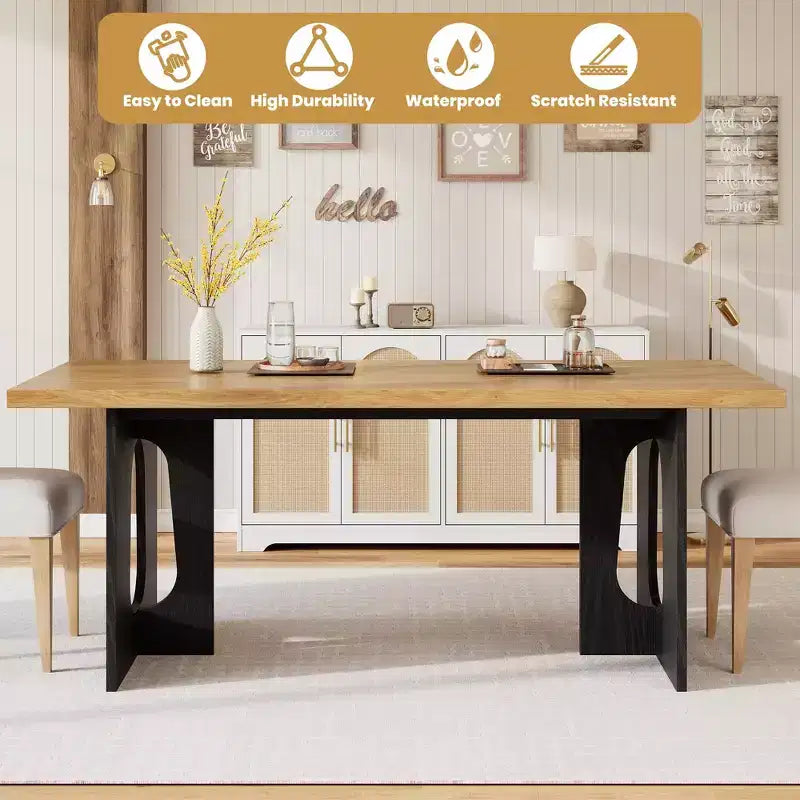 Table à manger, bureau d'ordinateur, bureau moderne, poste de travail en bois, plateau épaissi et base robuste, convient aux cuisines, bureaux et maisons