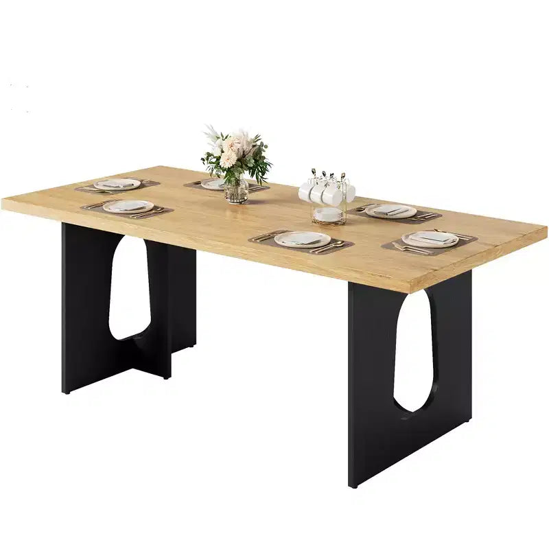 Table à manger, bureau d'ordinateur, bureau moderne, poste de travail en bois, plateau épaissi et base robuste, convient aux cuisines, bureaux et maisons