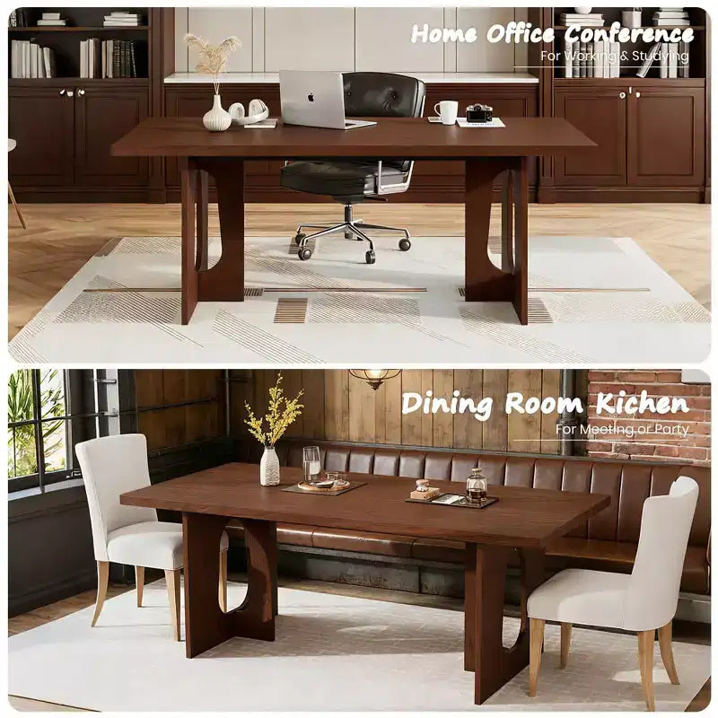 Table à manger, bureau d'ordinateur, bureau moderne, poste de travail en bois, plateau épaissi et base robuste, convient aux cuisines, bureaux et maisons