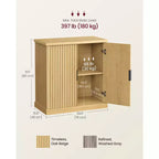 Collection VASAGLE MAXE - Buffet, Meuble de cuisine, Meuble de rangement avec étagère réglable, Portes nervurées, Style Transitionnel, Chêne Beige