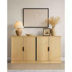 Collection VASAGLE MAXE - Buffet, Meuble de cuisine, Meuble de rangement avec étagère réglable, Portes nervurées, Style Transitionnel, Chêne Beige