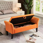 MAYEERTY Banc de rangement en velours, banc capitonné avec pieds en bois massif, ottoman multi-usage pour chambre à coucher, salon, couloir, gris