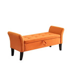 MAYEERTY Banc de rangement en velours, banc capitonné avec pieds en bois massif, ottoman multi-usage pour chambre à coucher, salon, couloir, gris