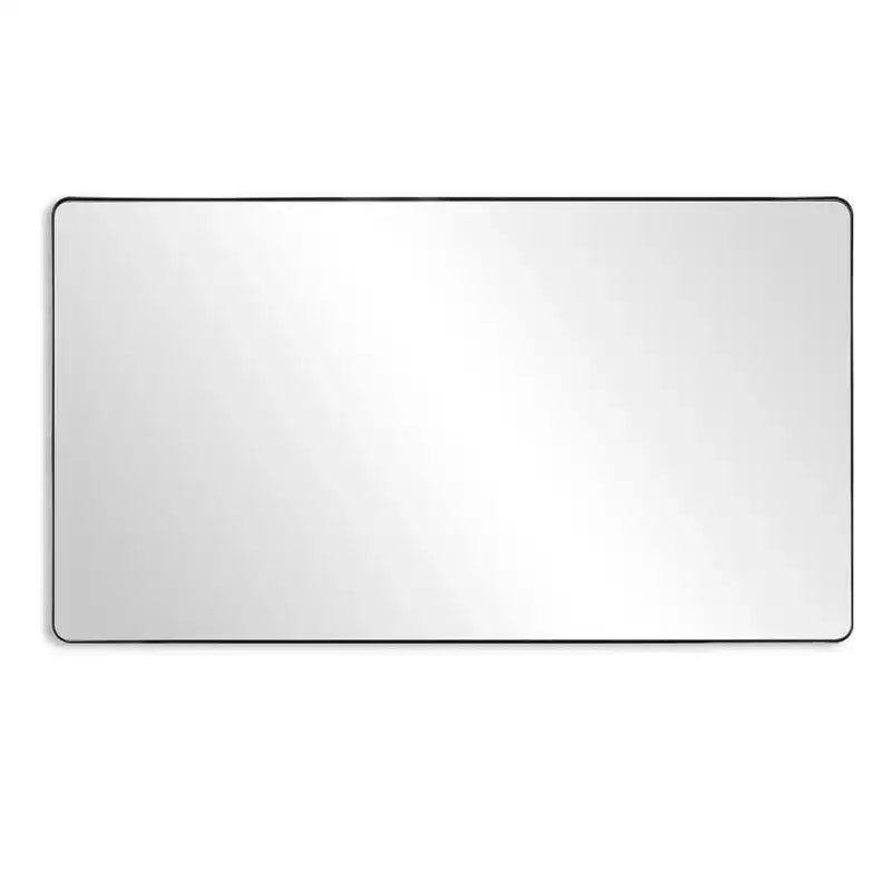 Miroir de courtoisie noir SUMERAIN, Miroir sur pied vertical pleine longueur avec verre trempé, Installation facile