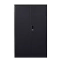 VIYET 41.97H Metal Folding Storage Cabinet, Filing Cabinet w/ Locking Doors & Adjustable Shelf, Black