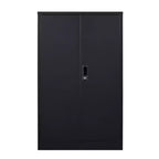 VIYET 41.97H Metal Folding Storage Cabinet, Filing Cabinet w/ Locking Doors & Adjustable Shelf, Black