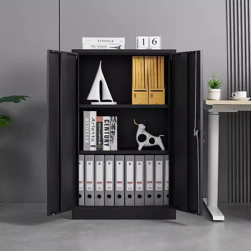 VIYET 41.97H Armoire de rangement métallique pliante, classeur avec portes verrouillables et étagère réglable, noir