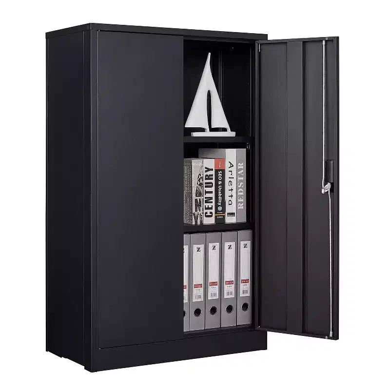 VIYET 41.97H Armoire de rangement métallique pliante, classeur avec portes verrouillables et étagère réglable, noir