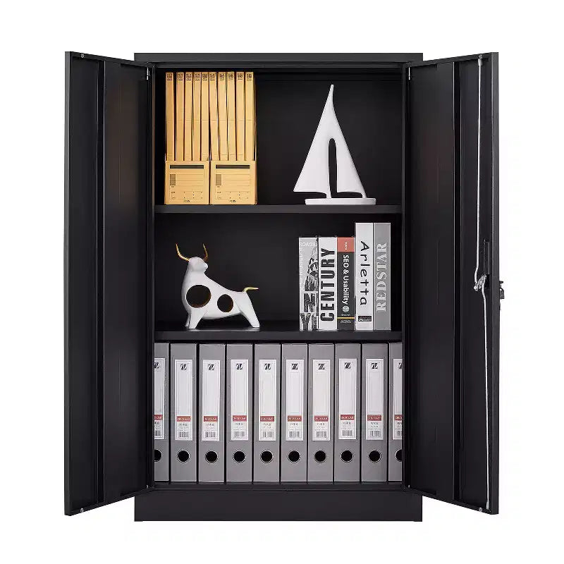 VIYET 41.97H Armoire de rangement métallique pliante, classeur avec portes verrouillables et étagère réglable, noir