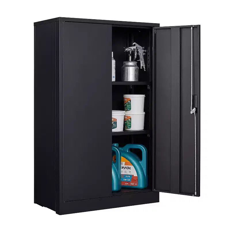 VIYET 41.97H Armoire de rangement métallique pliante, classeur avec portes verrouillables et étagère réglable, noir
