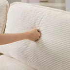 MAYEERTY Canapé modulaire en peluche Cloud de 54 pouces, simple avec ottoman, coussin et oreiller en chenille beige, compact pour la maison