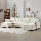 MAYEERTY Canapé modulaire en peluche Cloud de 54 pouces, simple avec ottoman, coussin et oreiller en chenille beige, compact pour la maison