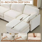 MAYEERTY Canapé modulaire en peluche Cloud de 54 pouces, simple avec ottoman, coussin et oreiller en chenille beige, compact pour la maison