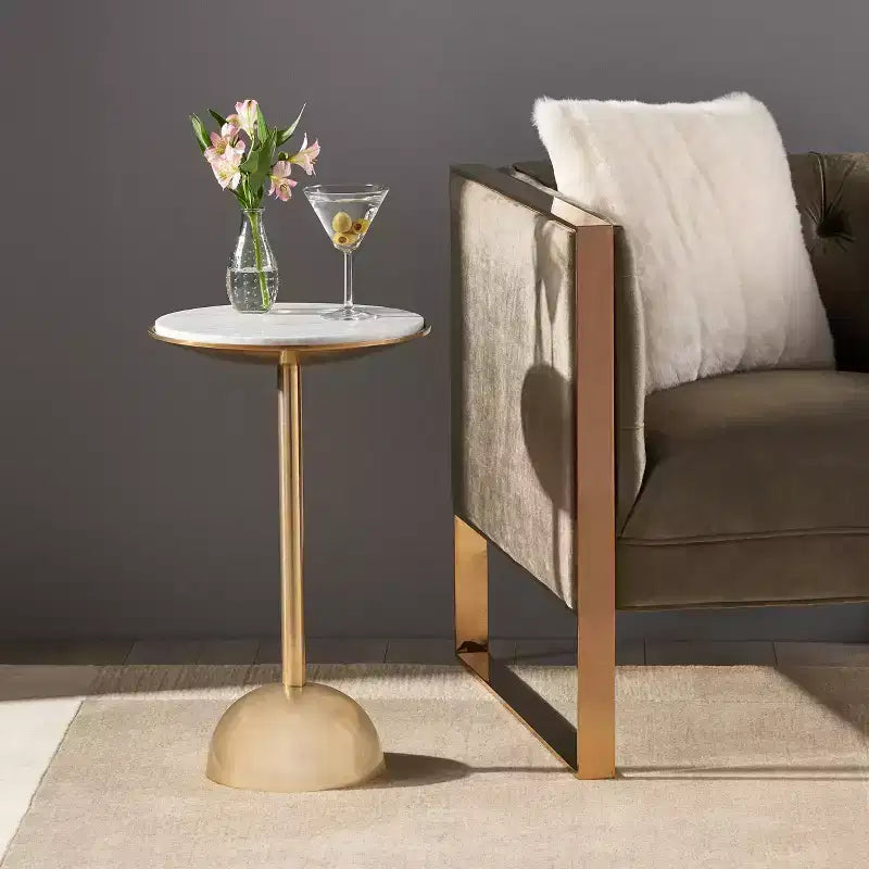 Christopher Knight Home Marcia Table d'appoint moderne en aluminium avec plateau en marbre