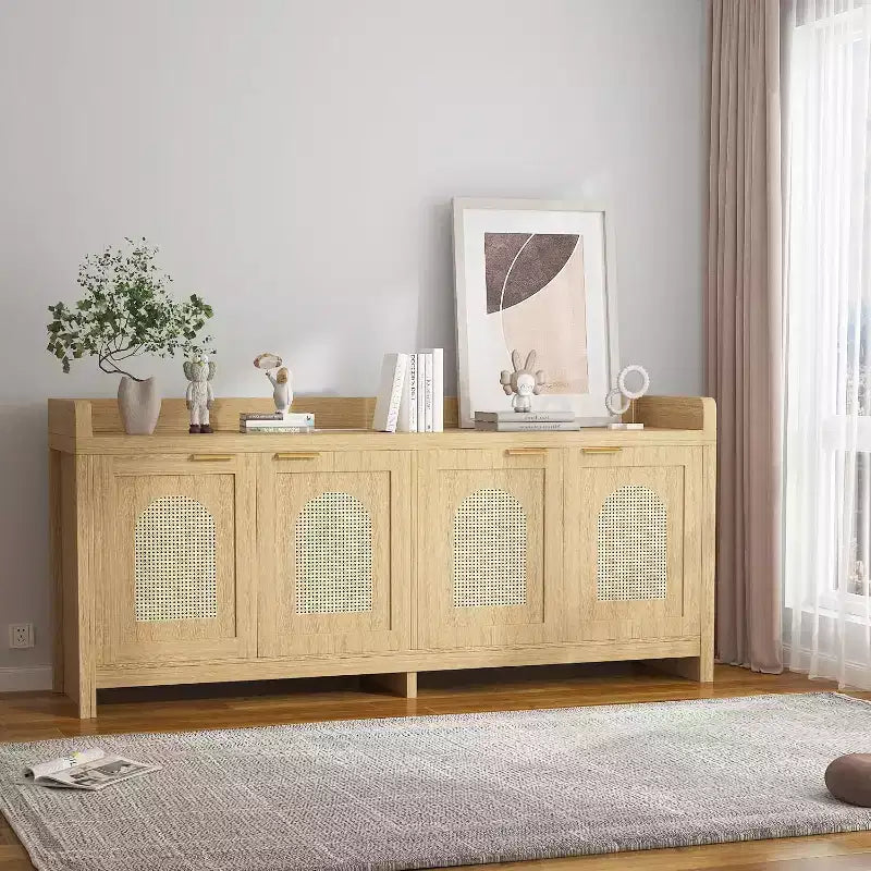 Meuble TV pour télévision de 65 pouces, meuble de divertissement en bois avec placard de rangement à porte vitrée, table console TV pour salon ou chambre à coucher