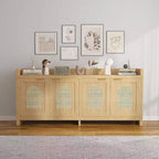 Meuble TV pour télévision de 65 pouces, meuble de divertissement en bois avec placard de rangement à porte vitrée, table console TV pour salon ou chambre à coucher