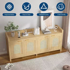 Meuble TV pour télévision de 65 pouces, meuble de divertissement en bois avec placard de rangement à porte vitrée, table console TV pour salon ou chambre à coucher