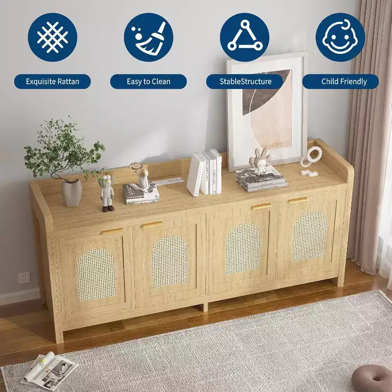 Meuble TV pour télévision de 65 pouces, meuble de divertissement en bois avec placard de rangement à porte vitrée, table console TV pour salon ou chambre à coucher
